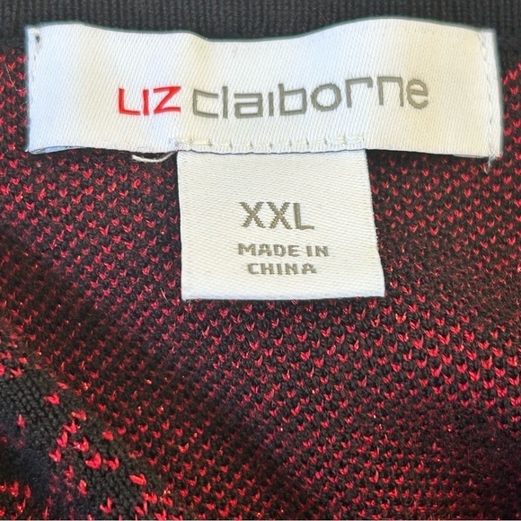 Liz Claiborne Women's Red Black Floral Holiday Winter Fall Sweater Blouse 2XL - Picture 9 of 9